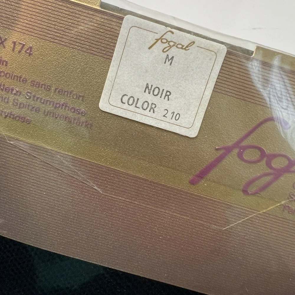 Fogal Size‎ Medium Flou Doux 174 Pantyhose Fine Fishnet Sheer Noir Black NWT